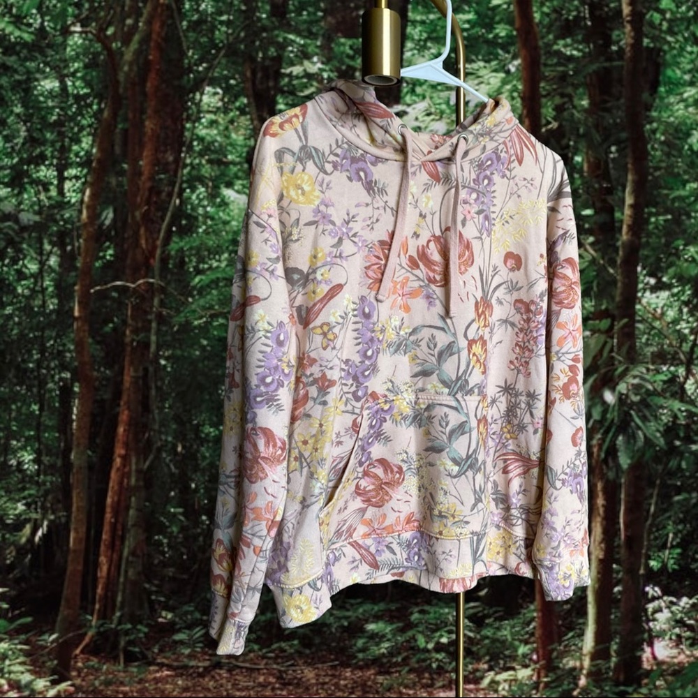 h&m pink floral hoodie
